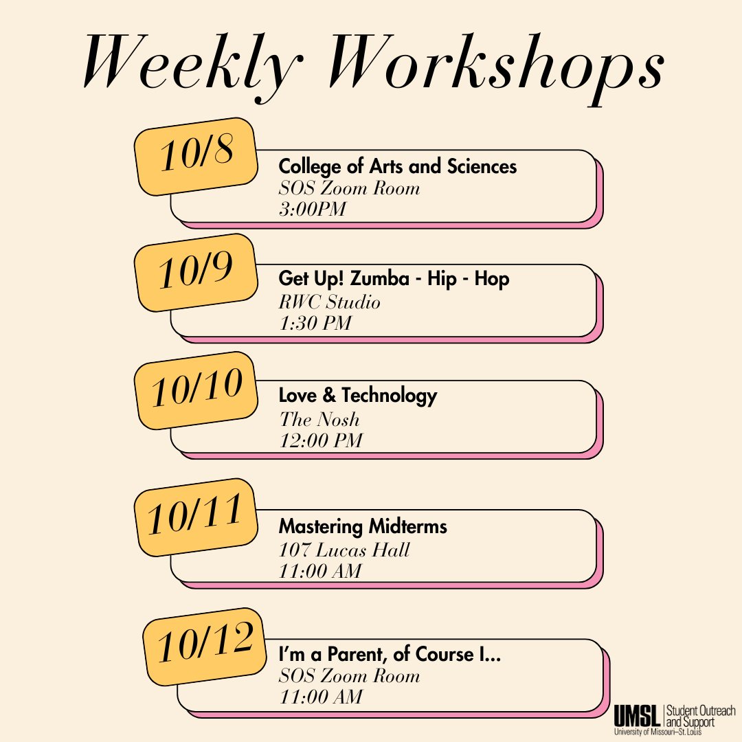 Weekly Workshops for this week!🔱