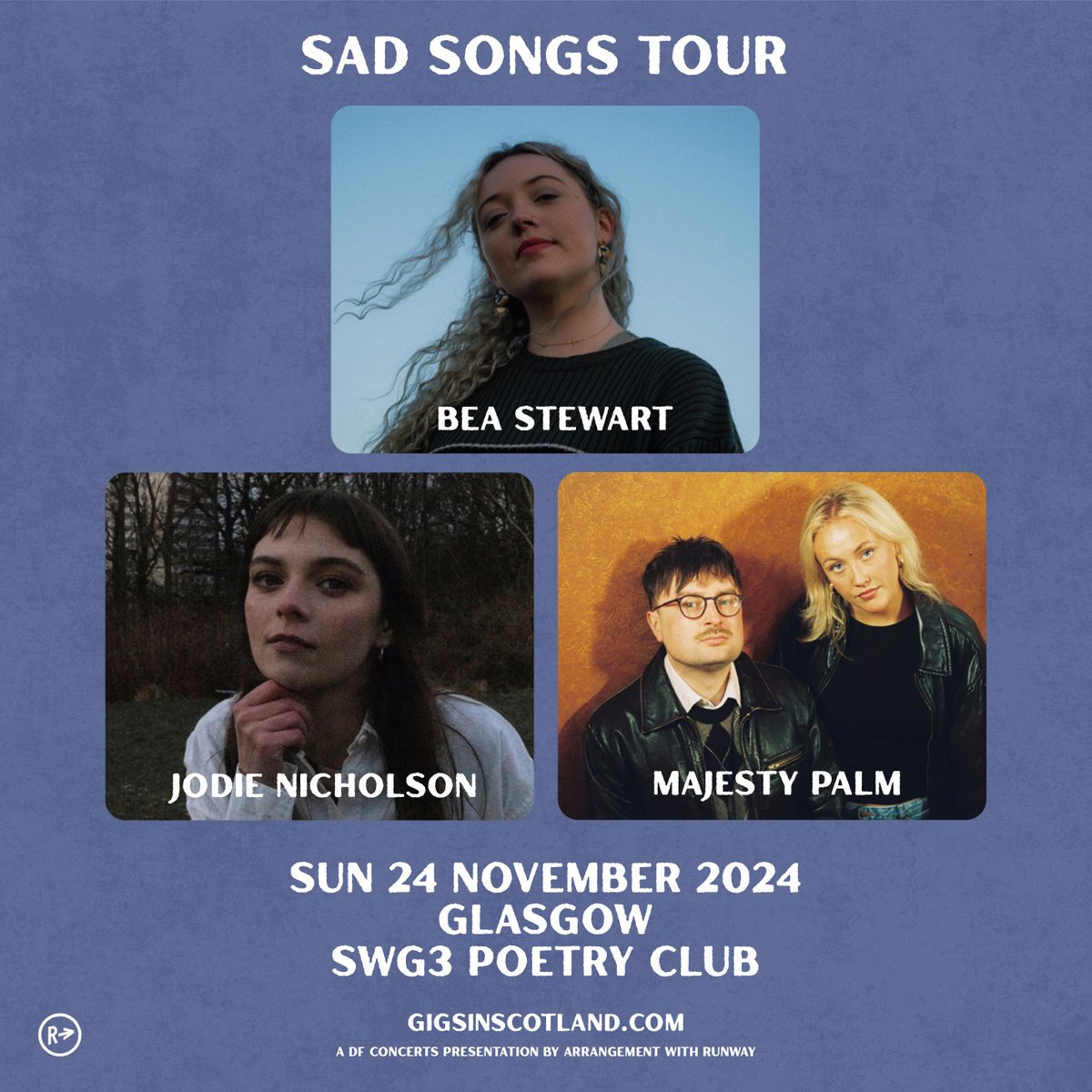 Gigs in Scotland (@gigsinscotland) on Twitter photo JUST ANNOUNCED🚨 » Bea Stewart
With special guests Jodie Nicholson and <a href="/majestypalmband/">Majesty Palm</a>
<a href="/PoetryGlasgow/">The Poetry Club</a> | 24th November 2024
MORE INFO ⇾ gigss.co/bea-stewart JUST ANNOUNCED🚨 » Bea Stewart
With special guests Jodie Nicholson and <a href="/majestypalmband/">Majesty Palm</a>
<a href="/PoetryGlasgow/">The Poetry Club</a> | 24th November 2024
MORE INFO ⇾ gigss.co/bea-stewart
