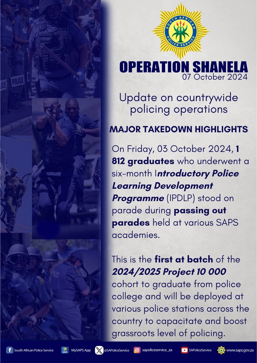 SAPoliceService's tweet photo. #sapsHQ [MAJOR TAKEDOWN HIGHLIGHTS] ~ Highlights of major takedowns includes the following: #OperationShanela #DrugTrafficking #Sentencing #EndGBV #ServiceExcellence #Project10K ME https://t.co/HKLQ0dkObp