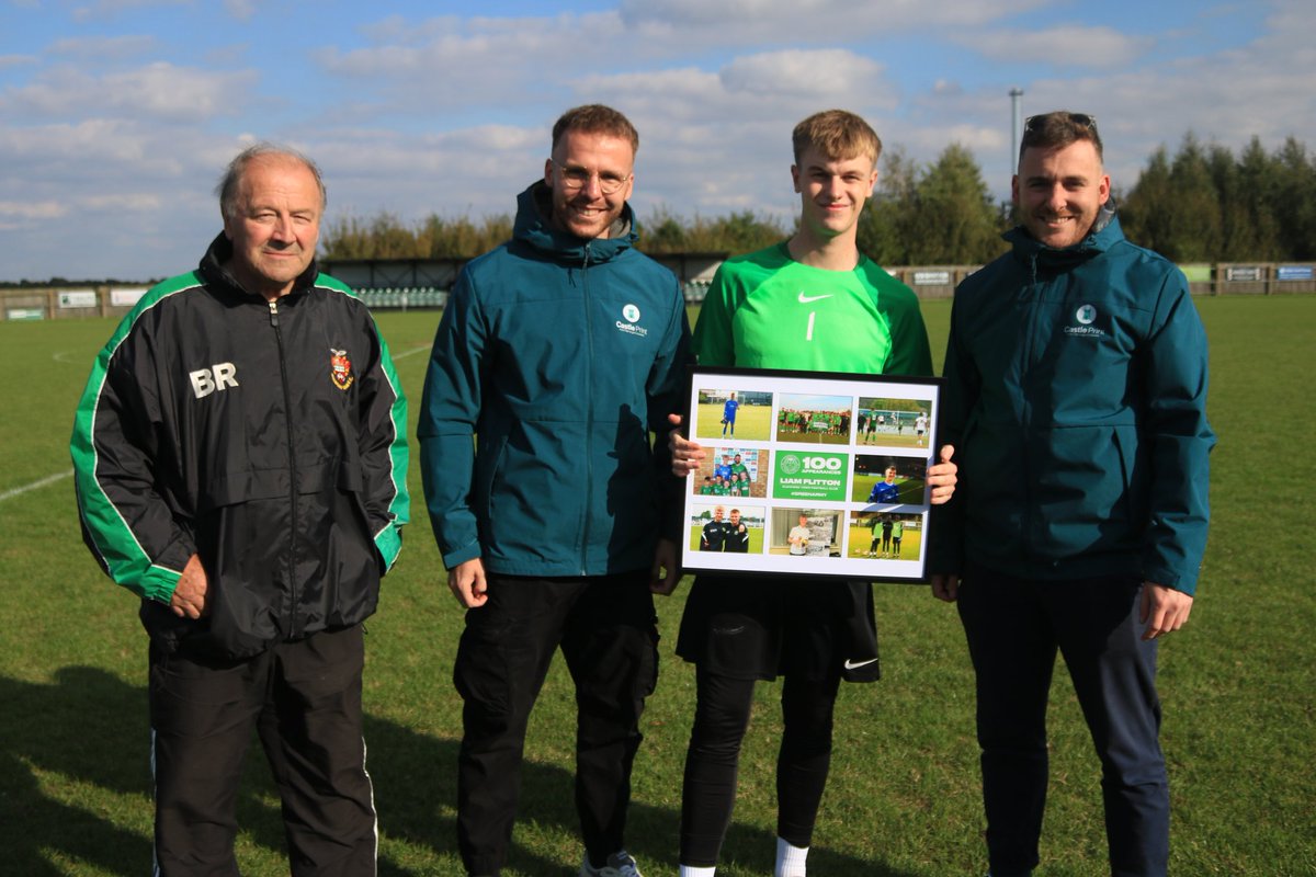 CONGRATULATIONS! 🥳

To celebrate <a href="/liamflitton_/">Liam Flitton</a>'s 100th Greens, the club presented him with a framed memento ahead of our fixture with Newark Town over the weekend. 

Liam is pictures alongside club president Brian Rowland and board-members Sam and Josh Donner.