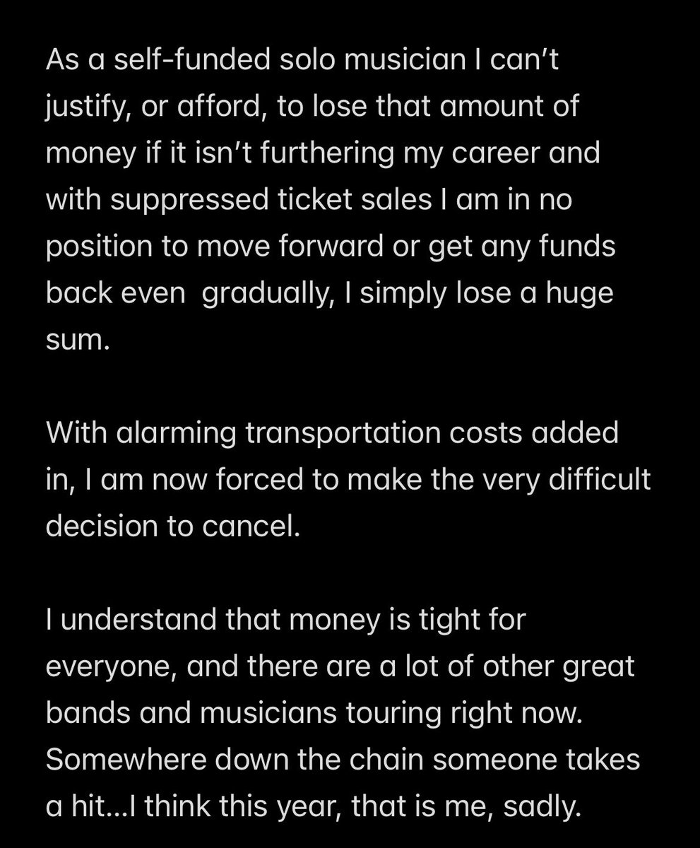 LielaMoss's tweet photo. Cancellation of live dates. https://t.co/ujm6h10tSK
