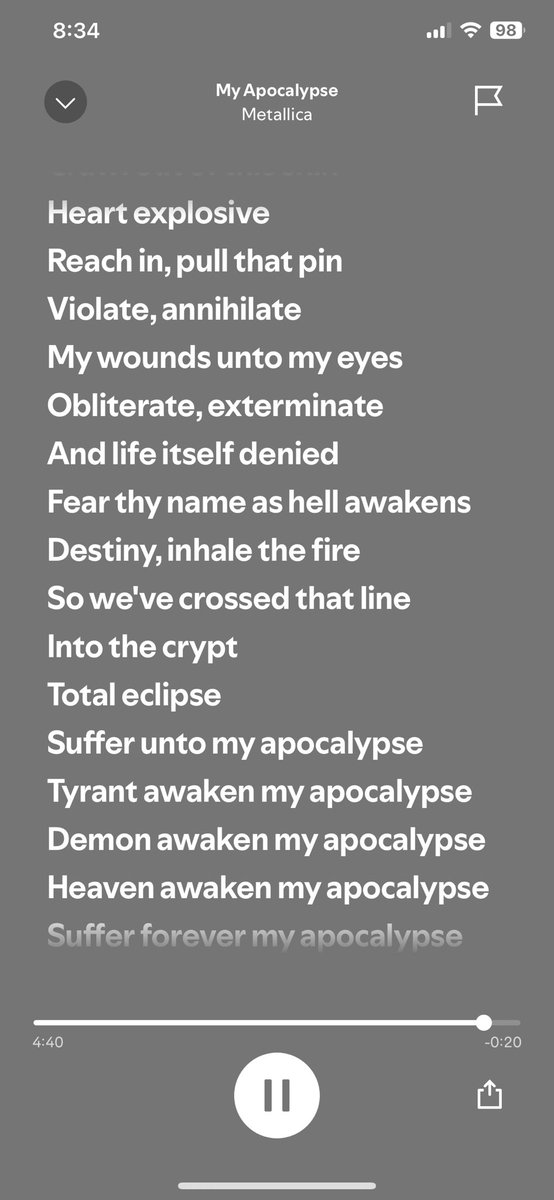 Metallica lyrics similar to my poop experiences