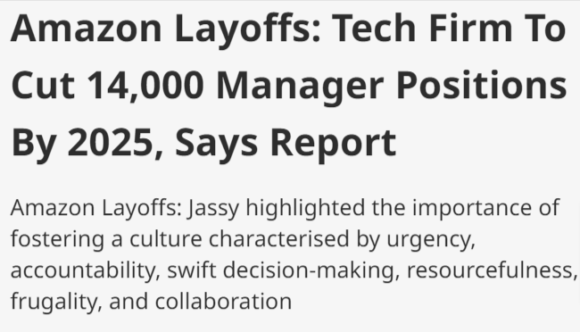 dzstep's tweet image. Amazon to cut 14,000 management positions by 2025

This isn't just an Amazon story. It's a glimpse into the future of work.

From my conversations &amp;amp; engagements with enterprises and startups, I predict we'll see more announcements like this in the coming years. 

Why? 

As…