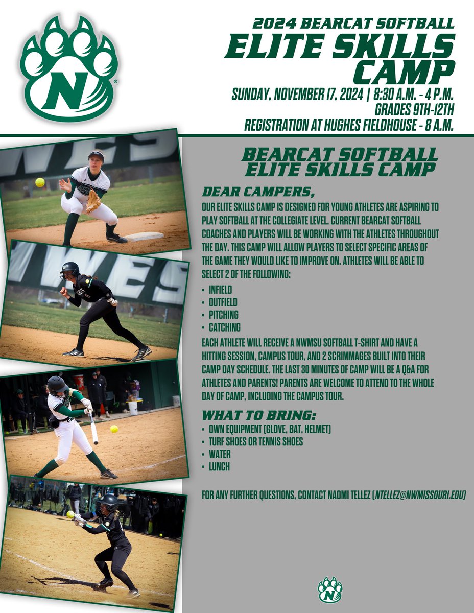 NWBearcatSB's tweet photo. We have 2 amazing camp opportunities in November! Here is the link to register:

https://t.co/GZuTMKP9tv https://t.co/eF0w9sbp2g