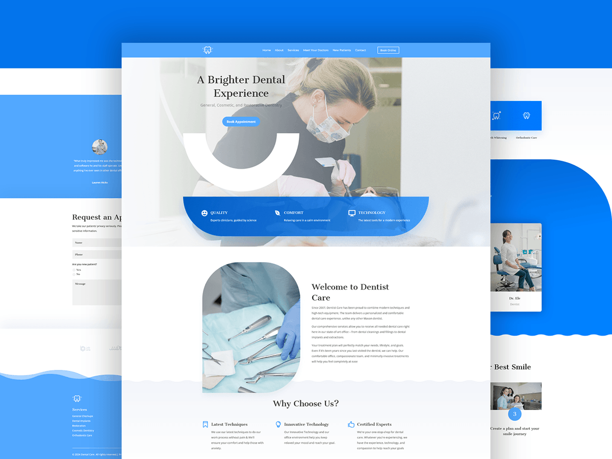 This client came for a landing page for his dentist portfolio.

I build this Dentist Landing page using WordPress CMS with Divi Theme.

#wordpressdeveloper #wordpressdesign #landingpagedesign #responsivewebdesign #websitedesign #divi #divithemeexpert #divitheme #debugging