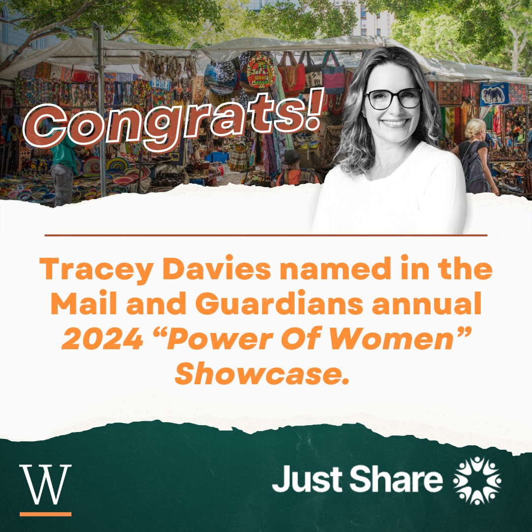 Wallace Global Fund (@wallaceglobal) on Twitter photo 🎉 Congratulations 🎉 to Tracey Davies, the Executive Director of <a href="/JustShareSA/">Just Share</a>, on being named in the Mail and Guardians annual 2024 "Power of Women" Showcase, which recognizes the professional achievements of exemplary South African women.
Read more: justshare.org.za/media/news/tra… 🎉 Congratulations 🎉 to Tracey Davies, the Executive Director of <a href="/JustShareSA/">Just Share</a>, on being named in the Mail and Guardians annual 2024 "Power of Women" Showcase, which recognizes the professional achievements of exemplary South African women.
Read more: justshare.org.za/media/news/tra…