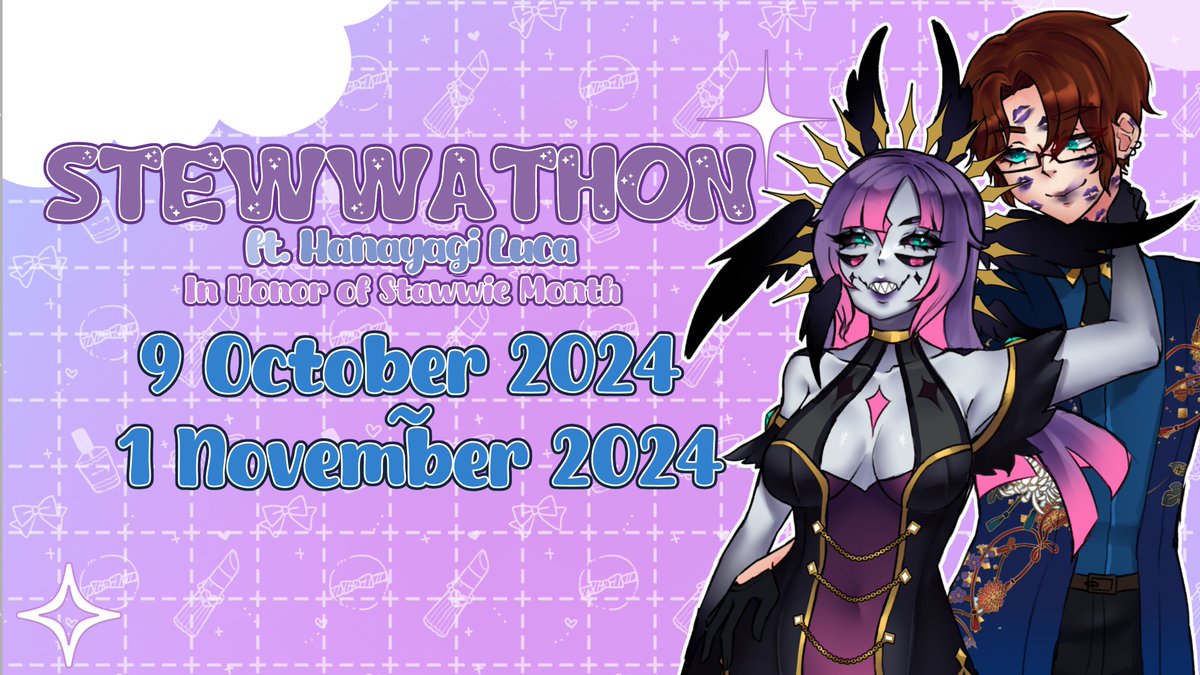 Estella_VT's tweet photo. In case you guys didn't join last stream...

🌟♎ITS TIME FOR STEWWATHON♎🌟

You're all invited to my Stewwathon ! Now that I'm all moved in with Luca, he's now able to be a part of the goals too >:)

disclaimer: pls prioritize yourself first, donate only if you can 

#ENVTuber https://t.co/cfv1LJt8gO