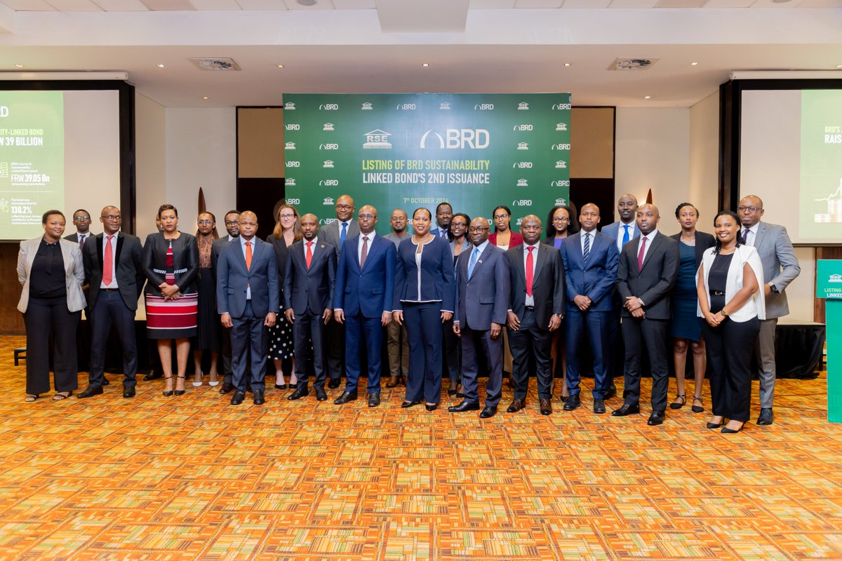 RwStockExchange's tweet image. We’re thrilled to announce the 2nd issuance &amp;amp; listing of the @BRDbank Sustainability-Linked Bond on the RSE! This landmark event advances green financing in Rwanda, mobilizing capital for eco-friendly projects and strengthening our commitment to sustainable development!