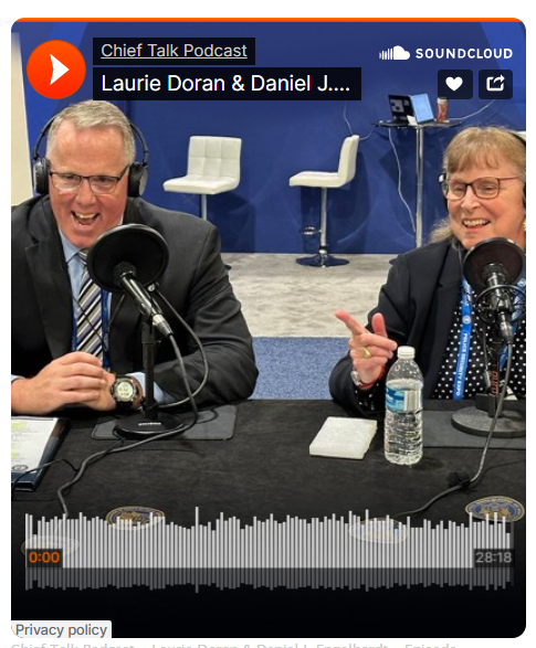 NJSACOP's tweet photo. Listen to the latest "ChiefTalk" episode: A conversation with New Jersey Office of Homeland Security &amp; Preparedness Director Laurie Doran and Deputy Director Dan Englehardt https://t.co/RXxBXRav4U @NJOHSP https://t.co/N2ojN6yQA2