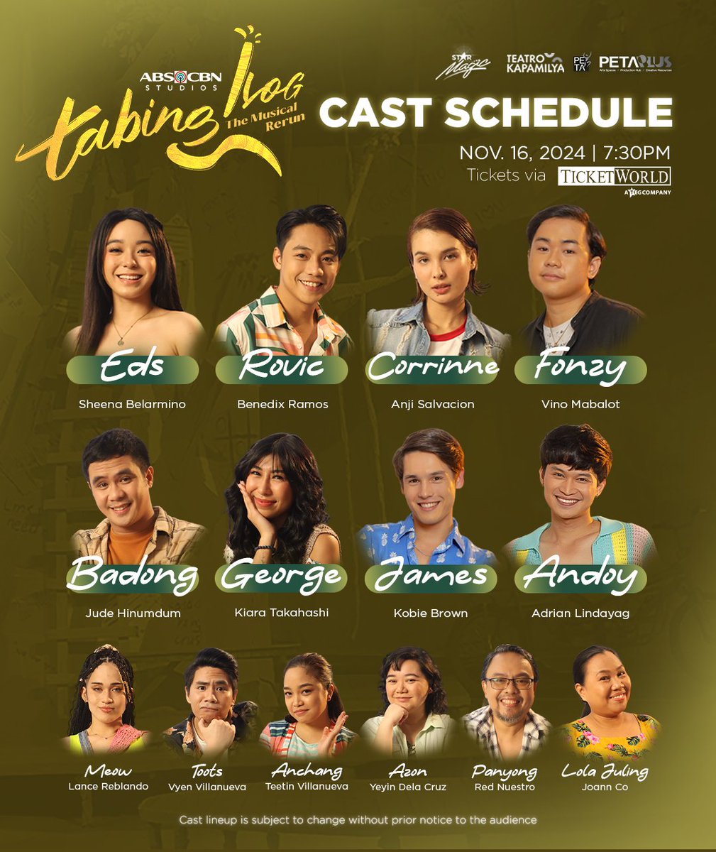 kapamilyateatro's tweet photo. 📣 CAST SCHEDULE GUIDE 📣

HETO NA ANG PINAKAHIHINTAY NG LAHAT! Tara na at samahan ang San Juan E barkada on the following show dates:

🗓️ November 8 - 17, 2024
📍PETA Theater Center, Quezon City
🎟️ Tickets via TicketWorld
🔗 https://t.co/uBOLQ8Qstp https://t.co/KxoO3ekJ0G