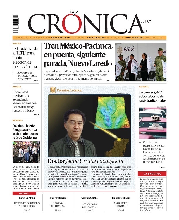 #PrimeraPlana | Tren México-Pachuca, en puerta; siguiente parada, Nuevo Laredo 🚇 En 8 meses, 427 robos a bordo de taxis tradicionales 🚕 Desde su barrio Brugada arranca actividades como Jefa de Gobierno 🏁

cronica.com.mx/impreso/