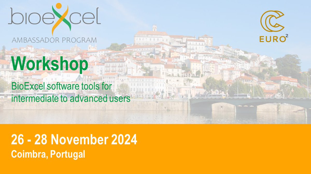 BioExcel CoE (@bioexcelcoe) on Twitter photo Our Ambassador Program workshop on <a href="/BioExcelCoE/">BioExcel CoE</a> software for intermediate and advanced users is open for registration
🗓️26-28 November 2024
📍Coimbra, Portugal and online
More info➡️bit.ly/4dyJbVD
<a href="/Eurocc_Portugal/">EuroCC_Portugal</a> <a href="/EuroCC_France/">CC-FR</a> <a href="/EuroCC_SpainRES/">EuroCC_SpainRES</a> <a href="/EuroccIreland/">EuroCC_Ireland</a> Our Ambassador Program workshop on <a href="/BioExcelCoE/">BioExcel CoE</a> software for intermediate and advanced users is open for registration
🗓️26-28 November 2024
📍Coimbra, Portugal and online
More info➡️bit.ly/4dyJbVD
<a href="/Eurocc_Portugal/">EuroCC_Portugal</a> <a href="/EuroCC_France/">CC-FR</a> <a href="/EuroCC_SpainRES/">EuroCC_SpainRES</a> <a href="/EuroccIreland/">EuroCC_Ireland</a>