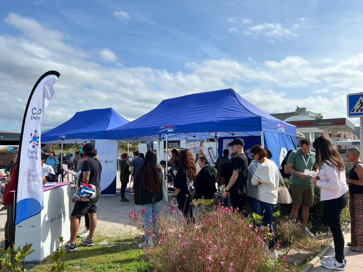 Démarrage de la Place Place de l'Emploi et de la Formation.

1er étape #Calvi

Plateforme itinérante pour connecter chercheurs d'emploi et entreprises locales.

Des solutions concrètes pour bâtir votre avenir pro #AvecFranceTravail et ses partenaires.

<a href="/Capemploi_Corse/">Cap Emploi Corse</a>
<a href="/MLCorse/">Missions Locales de Corse</a>
