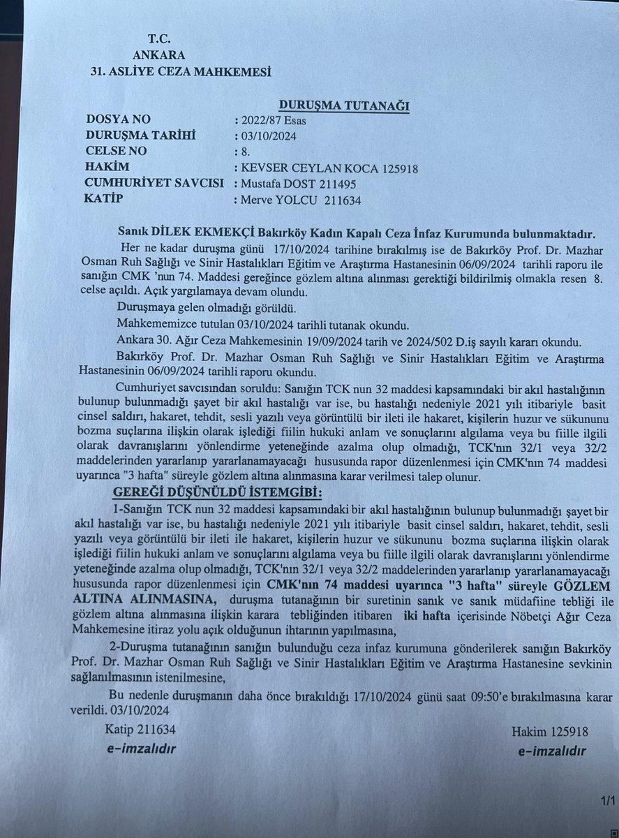 Çocuk yurtları, uyuşturucu ve fuhuş ağı ile ilgili bilgiler veren Avukat Dilek Ekmekçi’yi Bakırköy Ruh ve Sinir Hastalıkları Hastanesi’ne yatırmaya karar vermişler! Her şeyin kolayını bulmuşlar!