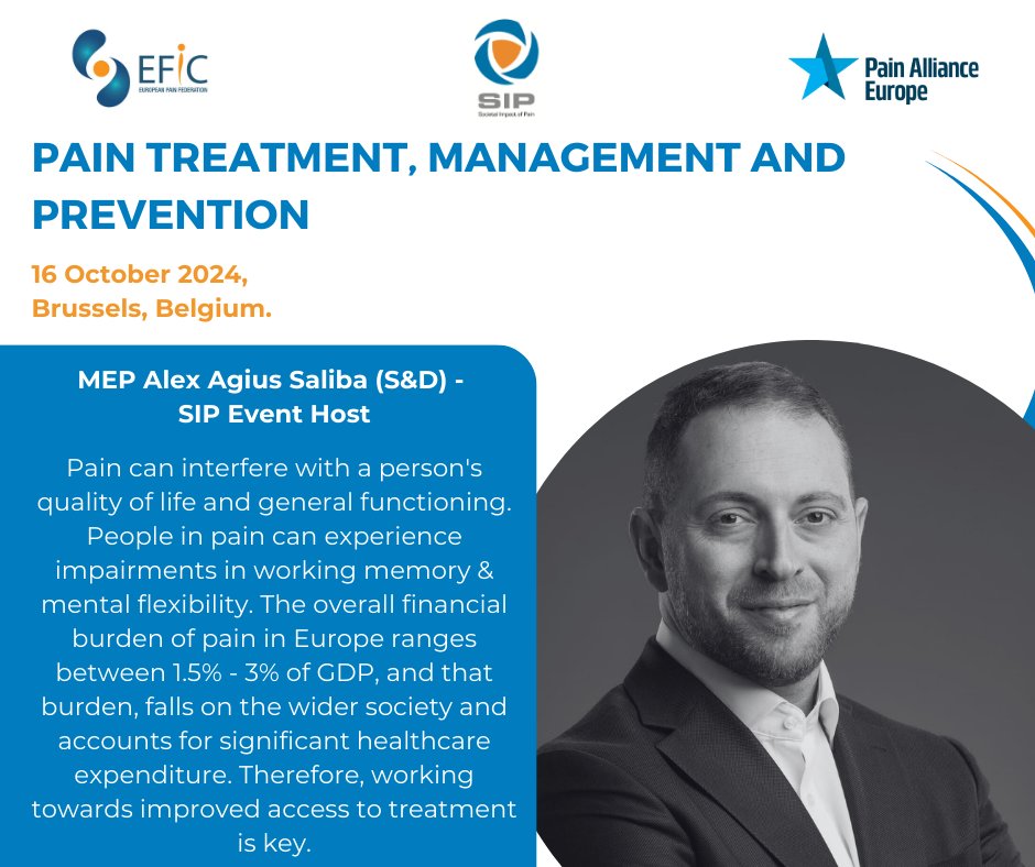 Societal Impact Pain (SIP) Platform (@sip_painpolicy) on Twitter photo MEP <a href="/alexagiussaliba/">Alex Agius Saliba</a> will host SIP's event on Access to Treatment, raising awareness for better healthcare and the societal impact of pain. Hear his thoughts on this sensible matter.
Join SIP's event, on 16 October 2024 in Brussels, Belgium: brnw.ch/21wNwIH MEP <a href="/alexagiussaliba/">Alex Agius Saliba</a> will host SIP's event on Access to Treatment, raising awareness for better healthcare and the societal impact of pain. Hear his thoughts on this sensible matter.
Join SIP's event, on 16 October 2024 in Brussels, Belgium: brnw.ch/21wNwIH
