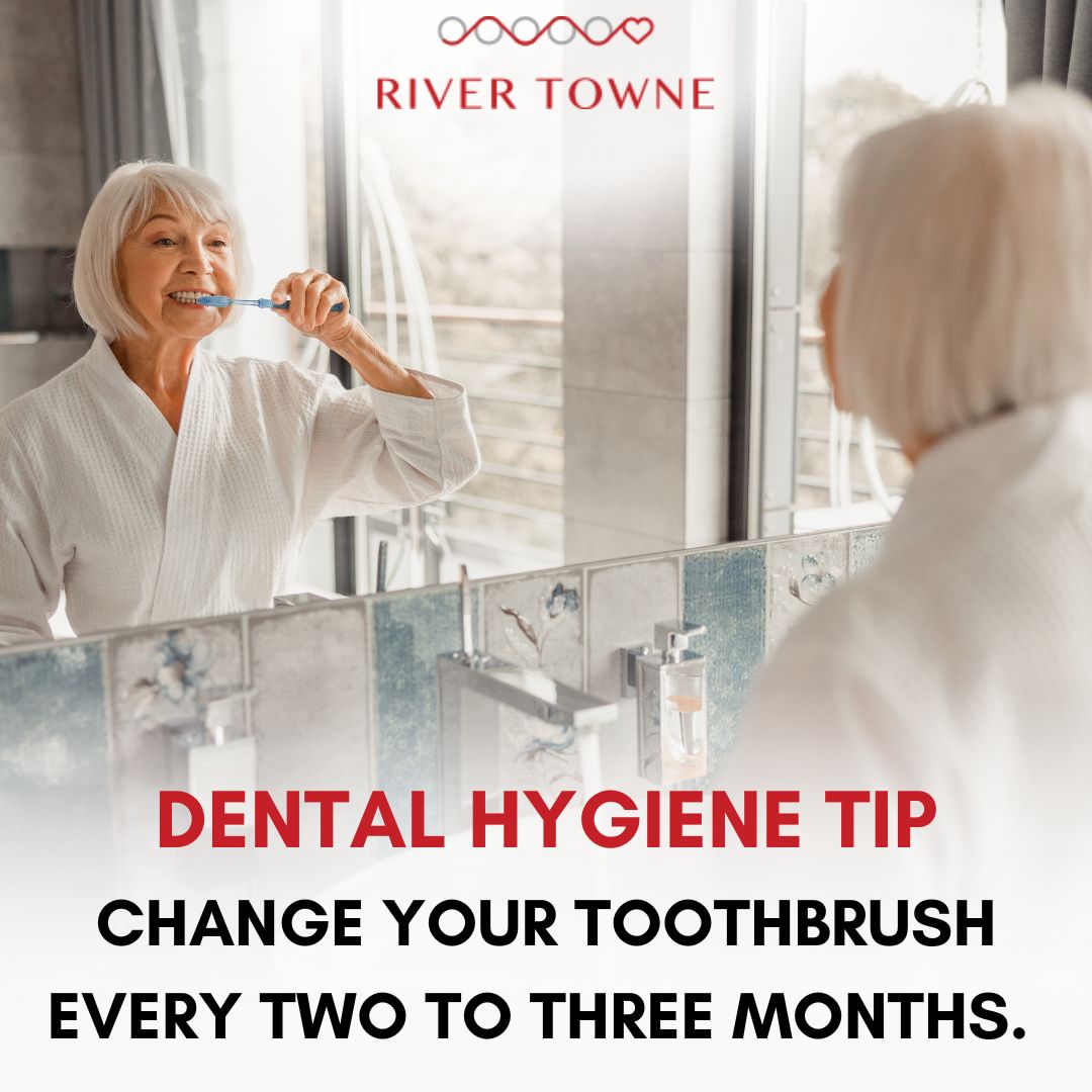 rivertownecent's tweet image. It's Dental Hygiene Month, so we're sharing tips to keep your pearly whites looking their best! Want to know more about the dental services we offer at River Towne? Reach out to Tamica in Social Services to learn more! #dentalhygienemonth #teethtips #dentalservices