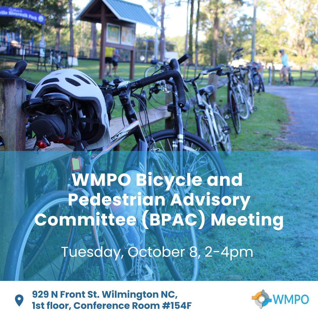 The WMPO's Bicycle and Pedestrian Advisory Committee (BPAC) meets tomorrow 10/8/24 at 2 p.m. - open to the public! There's also a virtual option. Find the Zoom link in the meeting agenda at: wmpo.org/agendas-minutes
