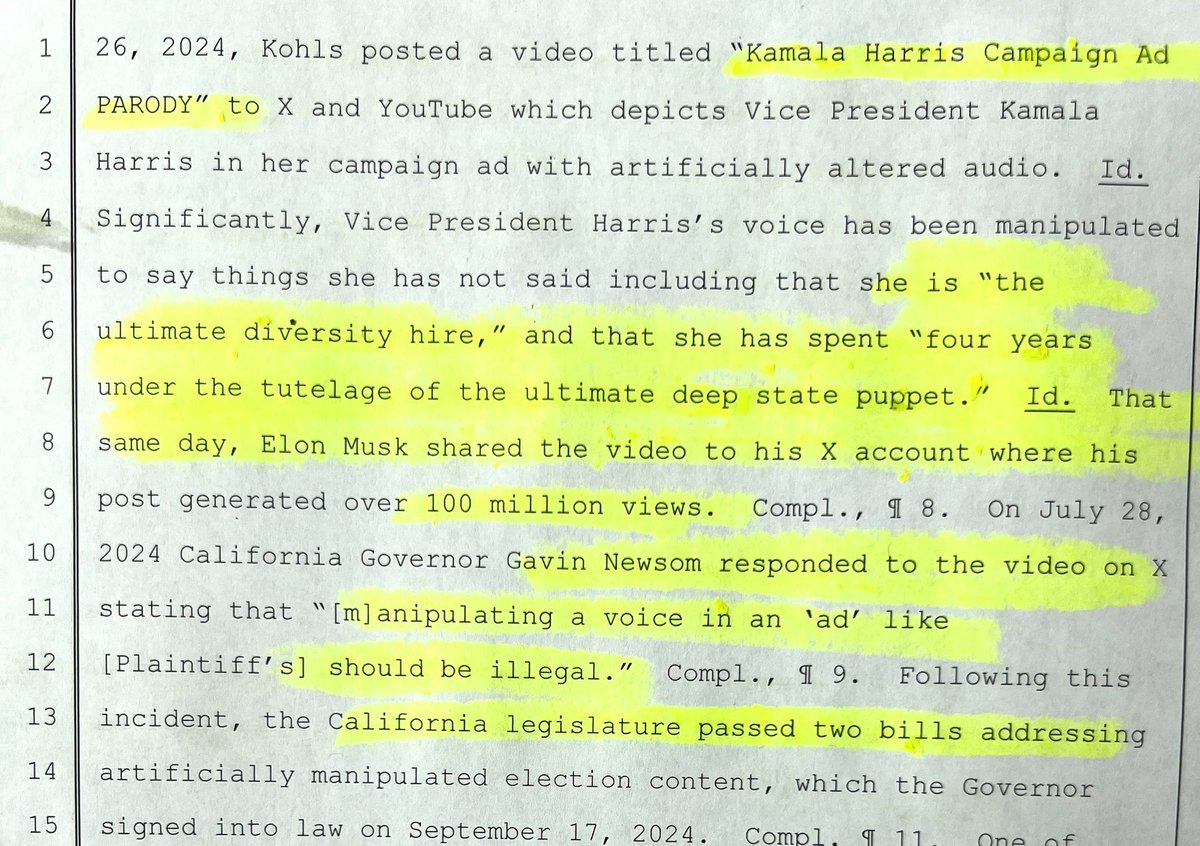 Michael Shellenberger (@shellenberger) on Twitter photo On Sept 27 <a href="/nytimes/">The New York Times</a> accused <a href="/elonmusk/">Elon Musk</a> of being “misleading” for criticizing a new California law to censor parody. “The laws have exceptions for parody” said the Times
Five days later a judge ruled the law unconstitutional. Why? Because it banned a video clearly labeled “PARODY” On Sept 27 <a href="/nytimes/">The New York Times</a> accused <a href="/elonmusk/">Elon Musk</a> of being “misleading” for criticizing a new California law to censor parody. “The laws have exceptions for parody” said the Times
Five days later a judge ruled the law unconstitutional. Why? Because it banned a video clearly labeled “PARODY”