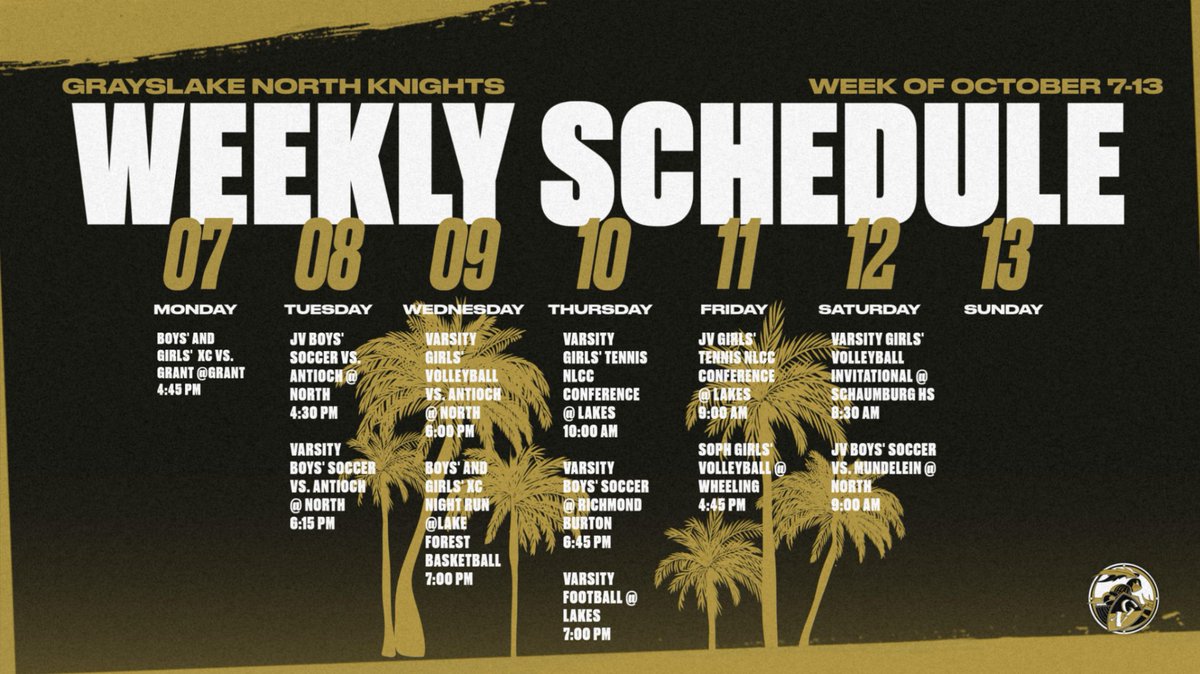 Keep up all the hard work athletes, here's this week's schedule! #GoKnights #StandUp