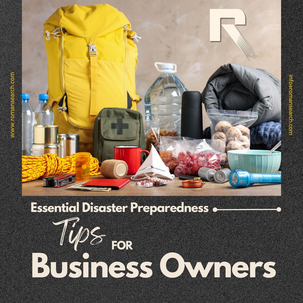 RomanAssociates's tweet photo. After a severe weather tragedy, around 25% of businesses never reopen. Have a Disaster Preparedness Plan tailored to industry, location, and facility. Don't let weather disruptions jeopardize your business. https://t.co/m9DHPqga1J #DisasterRecoveryPlan #Riskassessment #Staysafe https://t.co/s9pXMOWlAq
