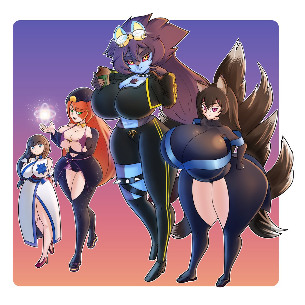 Telekinetits's tweet photo. Commission for @MadilianLH 

All 4 OCs present. Party time~

#Inflationart #NSFW https://t.co/wKCAG4SNFr