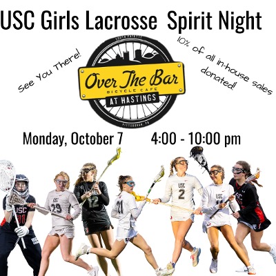 Lacrosse Spirit Night! Come on over to OTB on Monday October 7th from 4:00 PM to 10:00 PM to support USC Girls Lacrosse! 10% of all in-house sales will be donated! Hope to see you there!