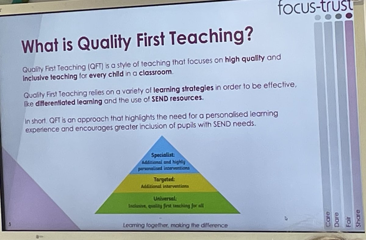 FocusTrust1's tweet image. What an inspirational session our colleagues have had with Mrs Armitage ⁦@BoothroydAcad⁩ here ⁦@TeamManorGreen⁩  #qualityfirstteaching  #inclusion #relationships #SEND #communication