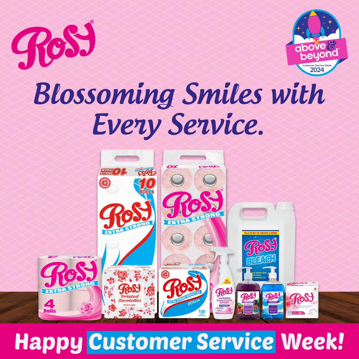 You make our service bloom😊! Thank you for choosing Rosy to brighten your days. Happy Customer Service Week!

#rosy #customerserviceweek #bestinqualityhygieneproducts💯