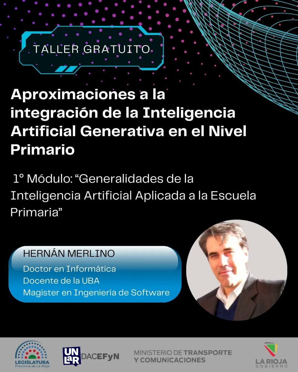 MTransporteycom's tweet photo. Presentamos a los docentes y especialistas que estarán a cargo del dictado de los tres módulos que conformarán el Taller "Aproximaciones a la integración de la Inteligencia Artificial Generativa en el Nivel Primario". https://t.co/sqDw8JYxao