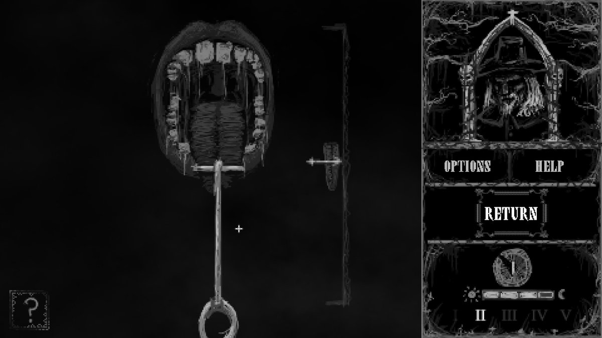 RanarifSC's tweet photo. In Daemonologie, torture and question the villagers: will you find the witch in 5 days? A short but atmospheric adventure, where dark pixel-art meets surreal cutscenes in stop-motion to create a pure nightmare. https://t.co/6G6dtIwS9z