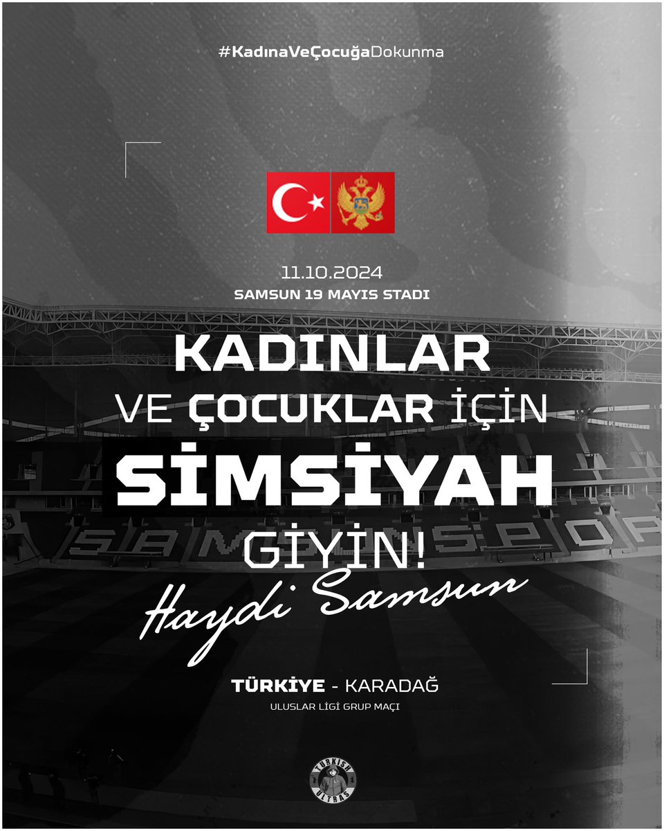 Son günlerde yaşadığımız olaylar herkesin malumu. Ülkemizi derinden sarsan bu olaylarda ne milli yas ilan edildi ne de harekete geçildi. Tepkinin büyüğü küçüğü olmaz diyerekten, Cuma günü Samsun'da oynanacak olan Türkiye-Karadağ maçında, başta Samsunspor taraftarı olmak üzere