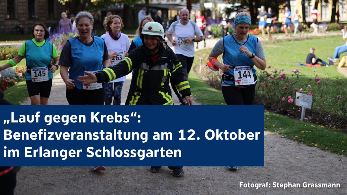 Lauf gegen Krebs❤️‍🩹
Am Samstag noch nichts vor? Dann ab in den Erlanger Schlossgarten! Hier werden zwischen 12 und 17 Uhr Runden für den guten Zweck gelaufen.🏃‍♂️

Anmeldung: numeas.de/lauf-2024