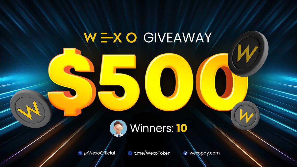 WexoOfficial's tweet photo. 📣 WEXO GIVEAWAY 📣

💰 Value: 500 USDT
🏆 Winners: 10 (50 USDT)
📅 End Date: October 17, 2024

Mandatory Tasks:
1️⃣. Join our Telegram: https://t.co/uhMT4O2Yce (PROOF + @username)
2️⃣. Follow our X @WexoOfficial
3️⃣. REPOST &amp; LIKE this POST
4️⃣. TAG 3 of your friends https://t.co/lIEprR1SIg