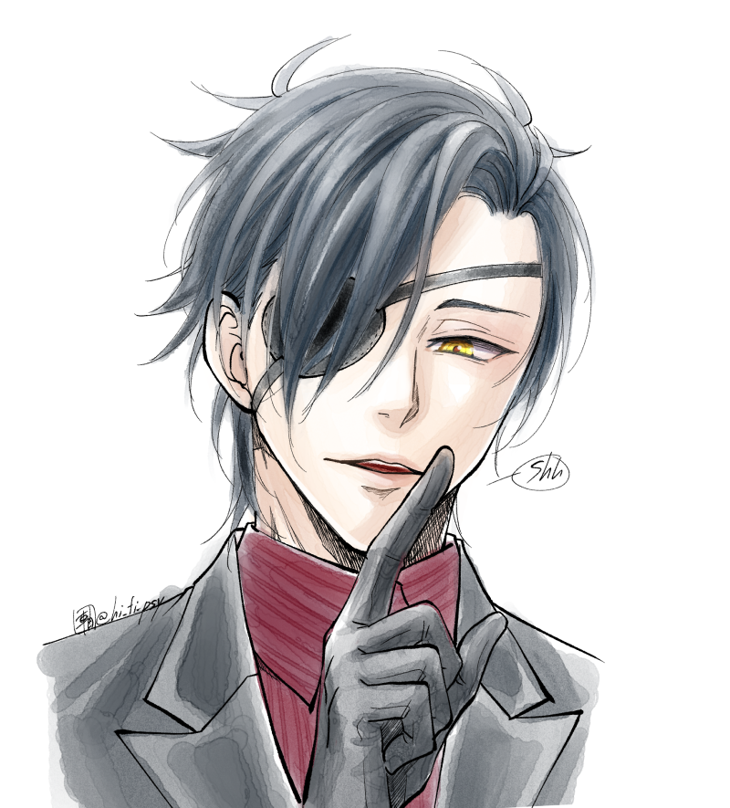 燭台切光忠(刀剣乱舞) 「光忠……………」|軸丸のイラスト