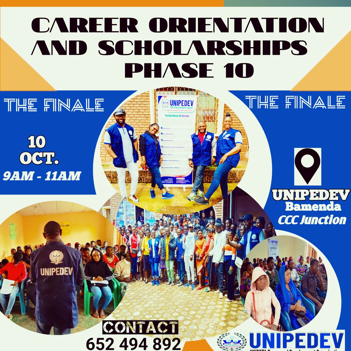 unipedev's tweet photo. THE FINALE: PHASE TEN: UNIPEDEV'S CAREER ORIENTATION AND SCHOLARSHIPS

We are glad to inform you that we will be having the very last phase of UNIPEDEV's Career Orientation and Scholarships on Thursday, October 10, 2024, for this academic year. https://t.co/f35Oq80UMD