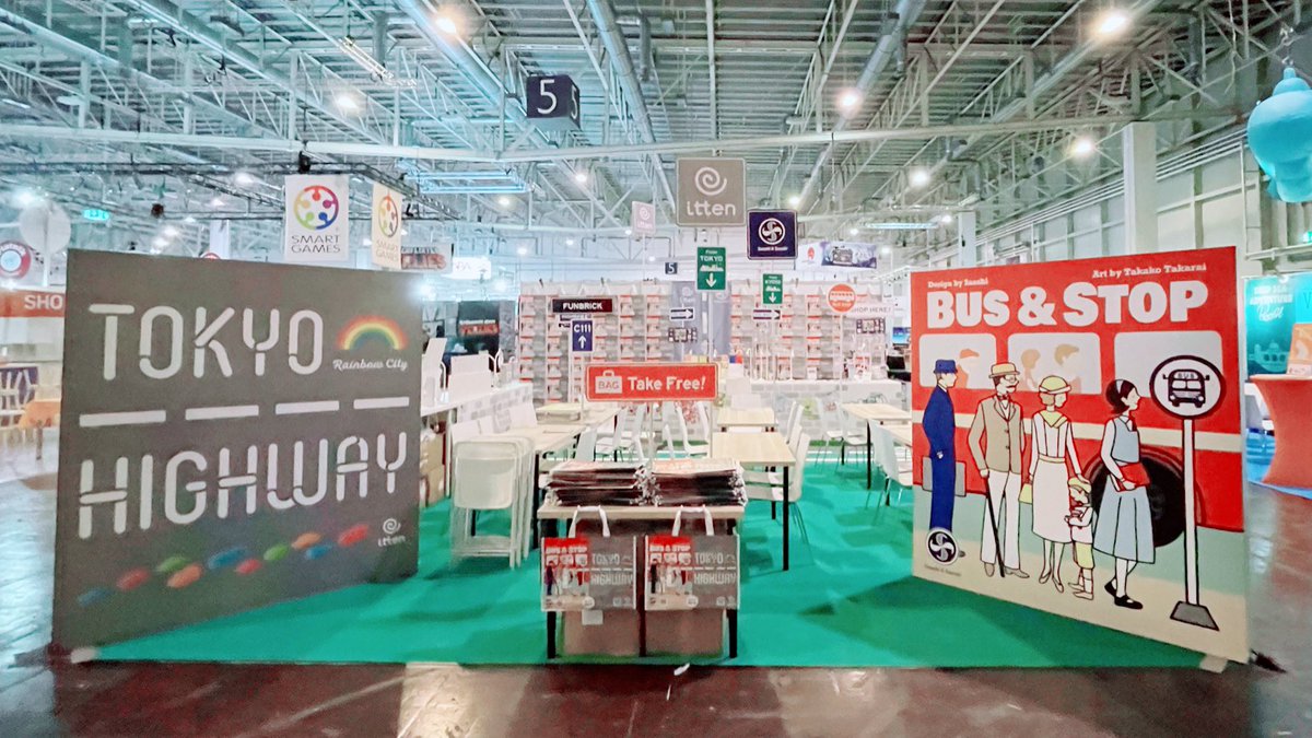 itten_games's tweet image. SPIEL’24が昨日、無事に閉幕しました！

ittenとSaashi&amp;amp;Saashiの2社合同ブースは、それぞれの新作「トーキョーハイウェイ」と「BUS&amp;amp;STOP」に因んだストリート感のあるブースデザインでした。4日間たくさんの方にお立ち寄りいただきました！
@saashiandsaashi #SPIEL #SPIEL24
