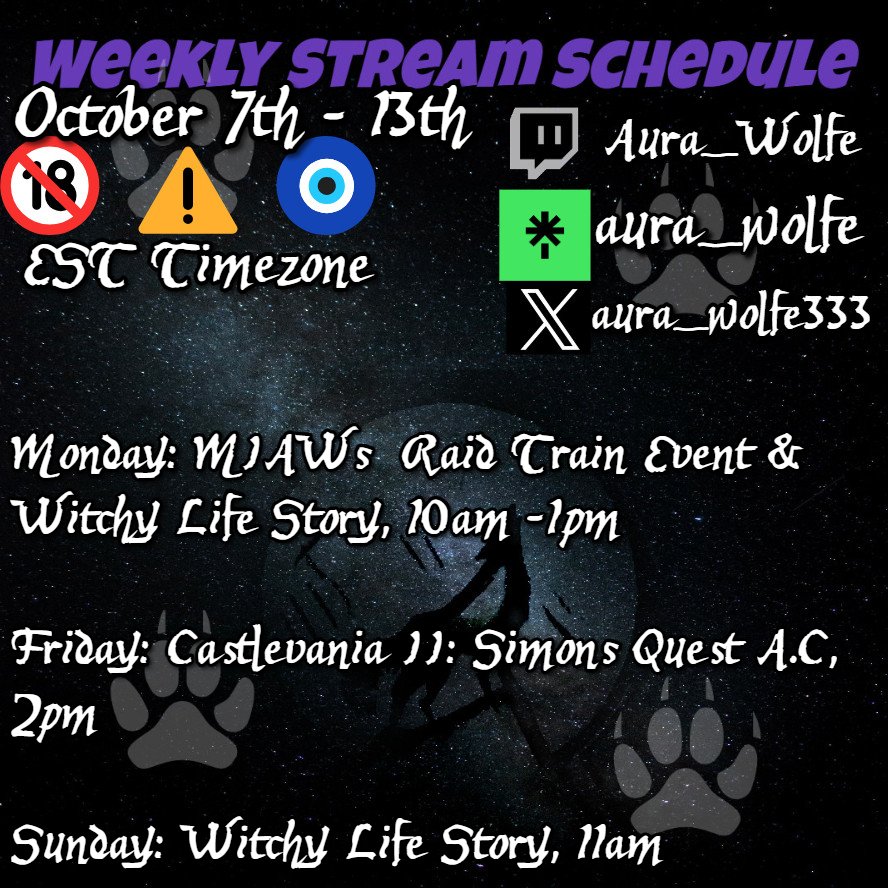 AuraCosmicWolfe's tweet image. Hewwo!~ It&apos;s been a while, I hope you  all have the day you deserve 🪻🫶🏻
 Getting back to Streaming on Twitch.
Much love.
#MIAW #18plus #stronglanguage #chatty #Kind #LGBTQIAplus #Canadian #safespace #gothgirl #twitchaffiliate