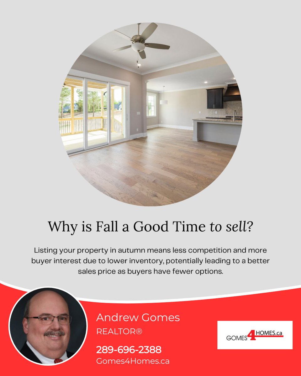 gomes4homes's tweet image. Think spring is prime selling season? Fall has its perks too:
🍂 Dedicated homebuyers.
🍂 Less competition.
🍂 Use autumn's charm.
🍂 Faster closings.
Considering a move? Let's chat.

#gomes4homes #royallepagenrc #niagarahomes #renttoown #SRES #seniorsrealestate #heretohelp