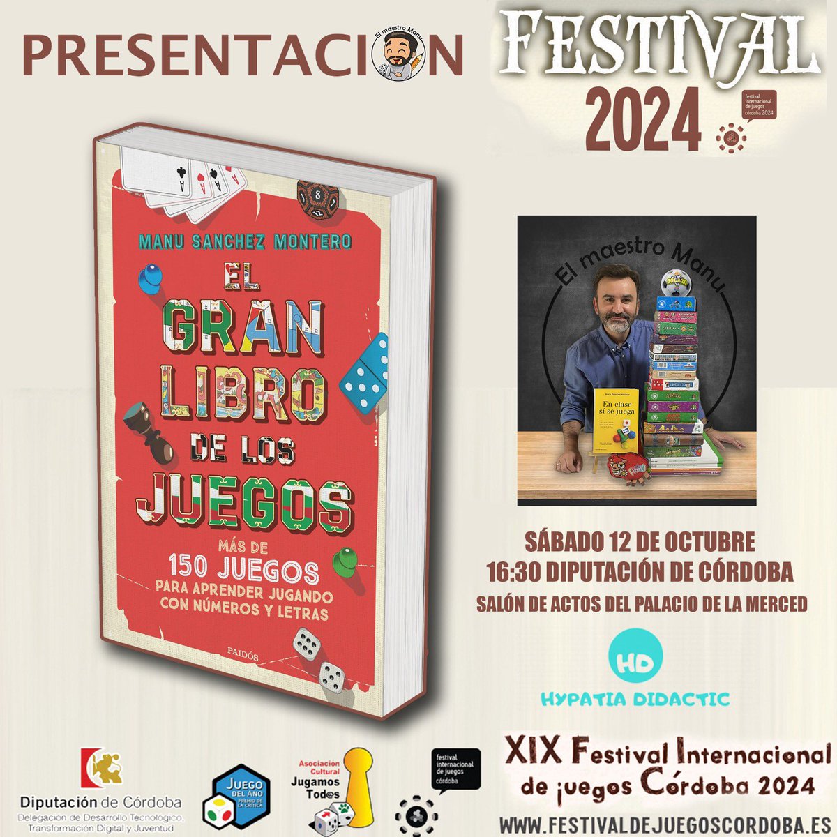 manuparadas's tweet image. Este sábado estaré presentando #ElGranLibroDeLosJuegos en #Córdoba en el #festivalinternacionaldejuegos organizado por @jugamostodos con la colaboración de HypatiaDidactic