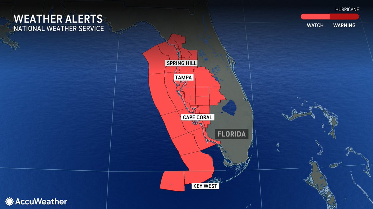 Over 6 million people are under a Hurricane Watch in west-central Florida, including the entire Tampa area, ahead of Hurricane Milton, which intensified to a Category 4 storm on Monday morning.

Live updates: bit.ly/4evSLd7