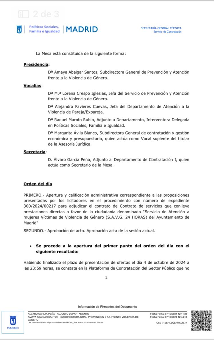 TrabajadorasVG's tweet photo. 🔴Tras la publicación de los nuevos pliegos del SAVG 24H por parte del Ayuntamiento de Madrid, el plazo ha finalizado sin que ninguna empresa se haya presentado al concurso. https://t.co/PCRzUSuscZ