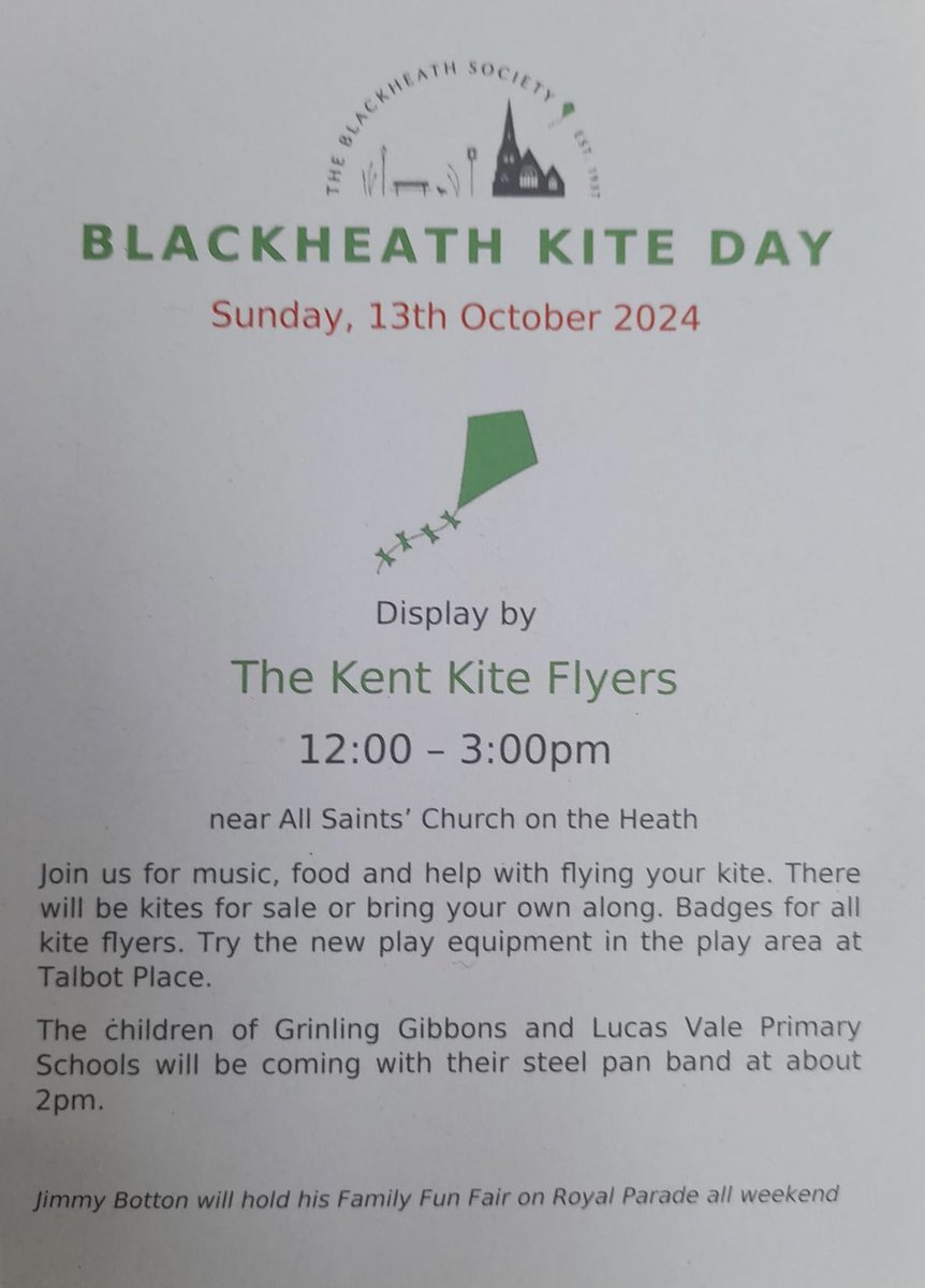 Guess what? Our Steel Pan Band are playing at Blackheath Kite Day…again! Come along and see us play 😊 <a href="/BlackheathSoci1/">Blackheath Society</a> <a href="/BlackheathSoc/">Blackheath Society</a> @lucasvaleps #familyfun