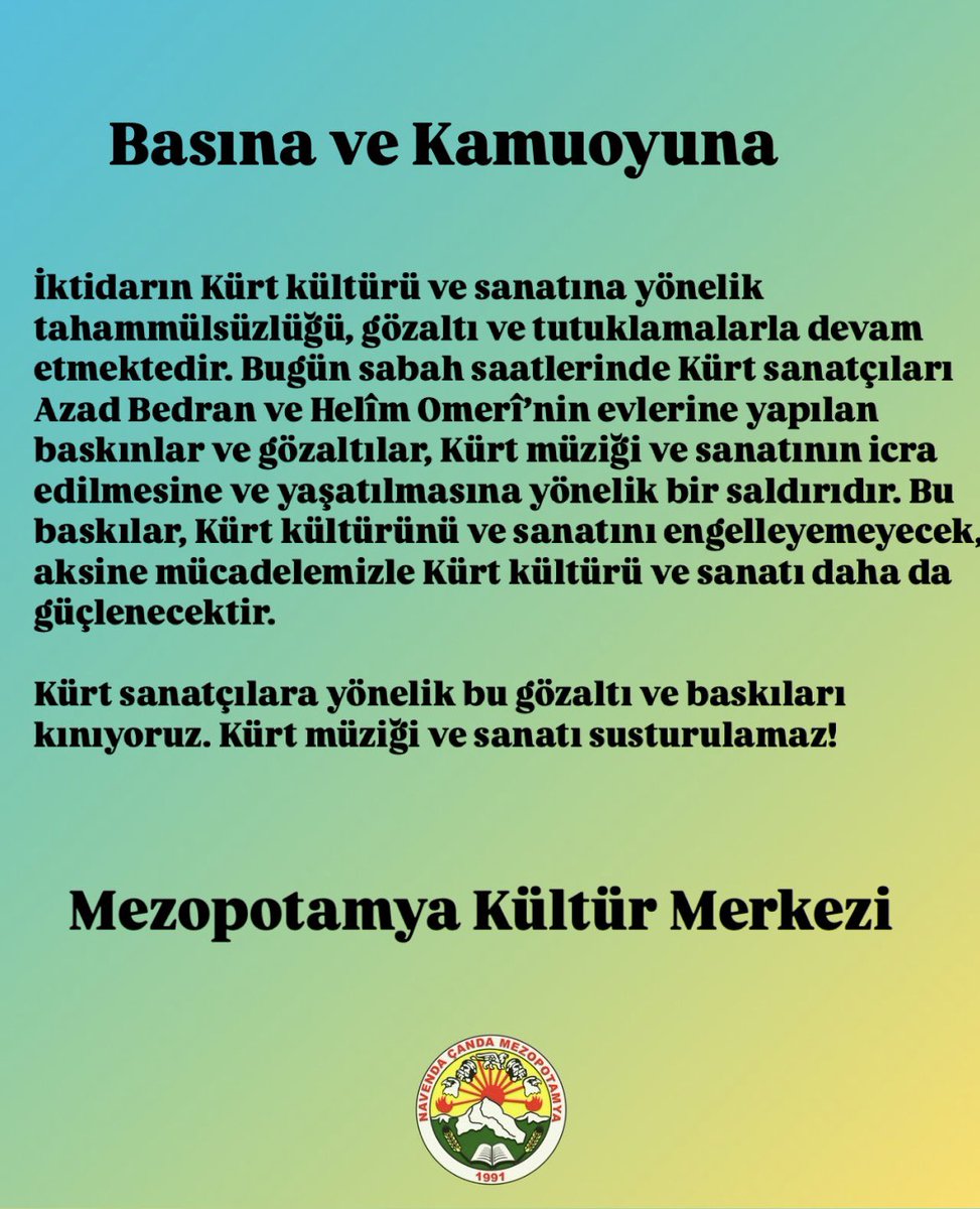 JI ÇAPEMENÎ Û RAYA GIŞTÎ RE

- Muzîk û hunera Kurdî nayê bêdengkirin!