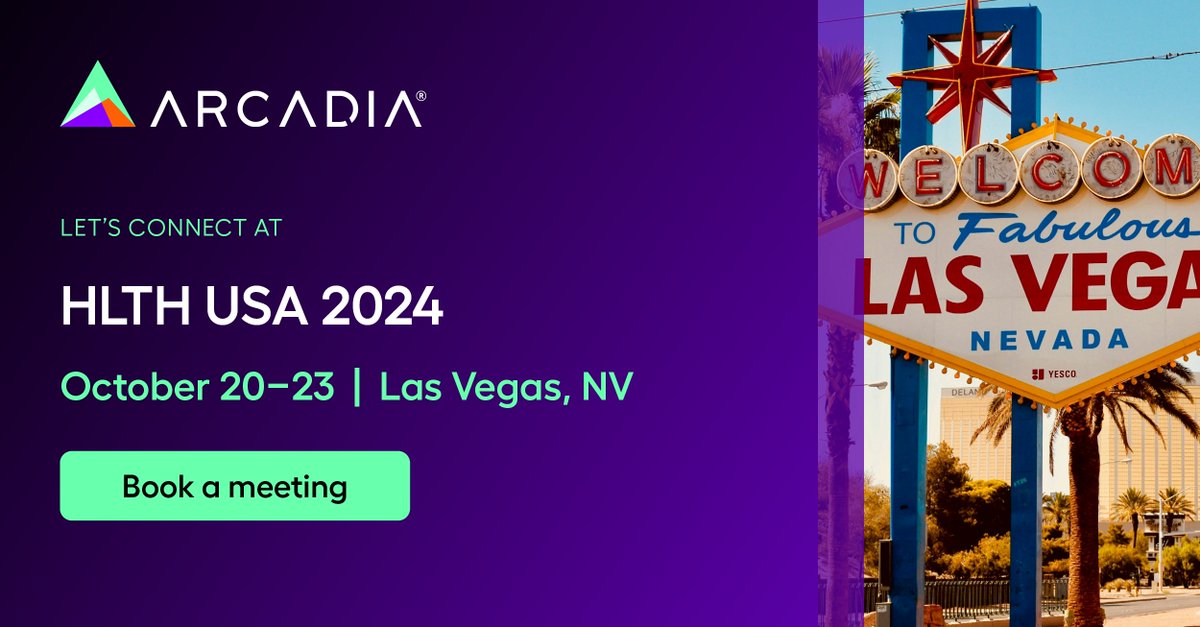 🎰🎲 Let’s meet up in Vegas for @HLTHEvent to talk the latest health tech trends and hot topics. Book a meeting to chat with our team: arcadia.io/talk-to-sales 

#HLTH #HealthcareInnovation #BeBold