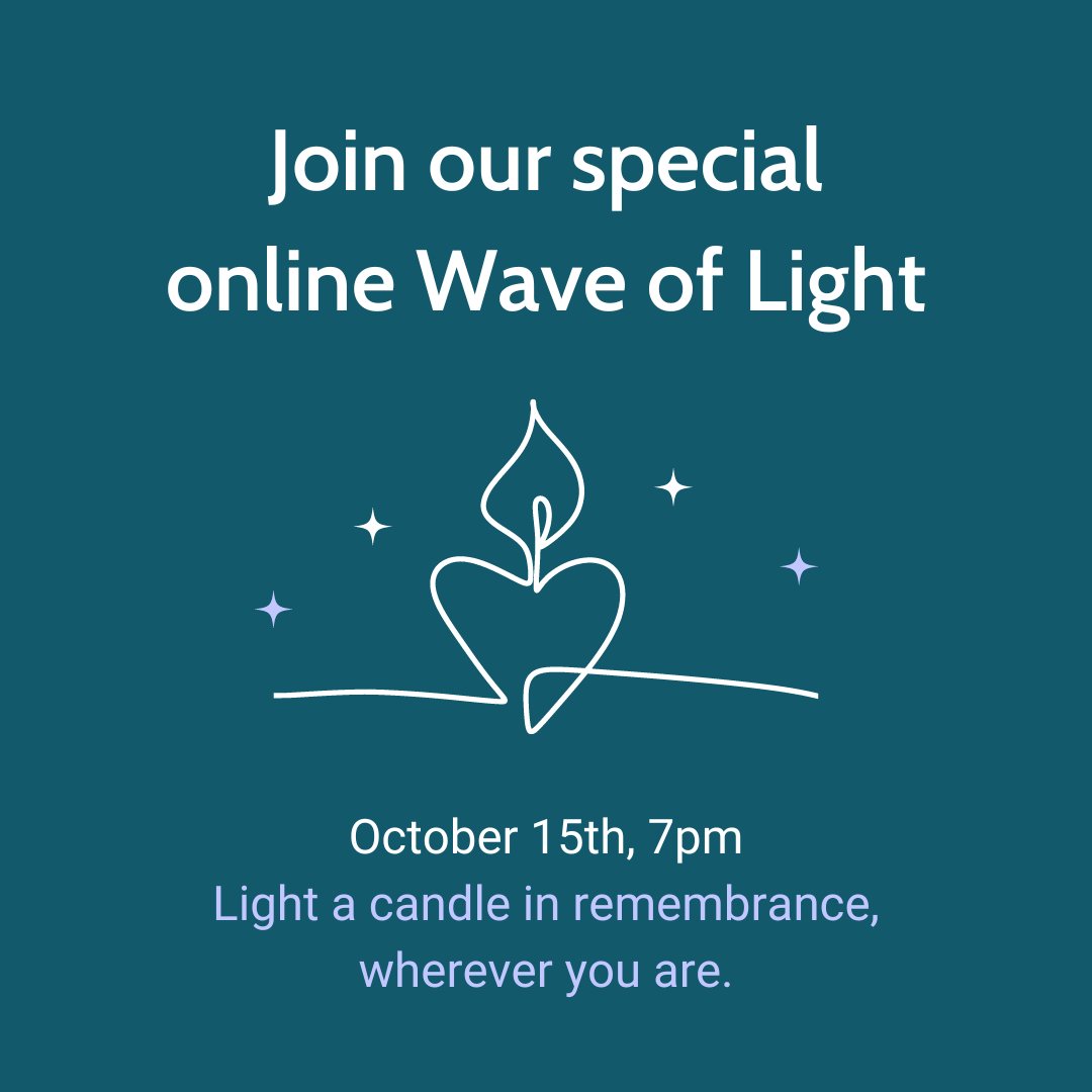 On Tuesday 15th October at 7pm, we'll be holding our annual online Wave of Light event 🕯️

It's an opportunity for those affected by loss to come together and light a candle in memory of their loss 💙

Find out more and register: ow.ly/FtVC50TC4w5

#WaveOfLight #BLAW