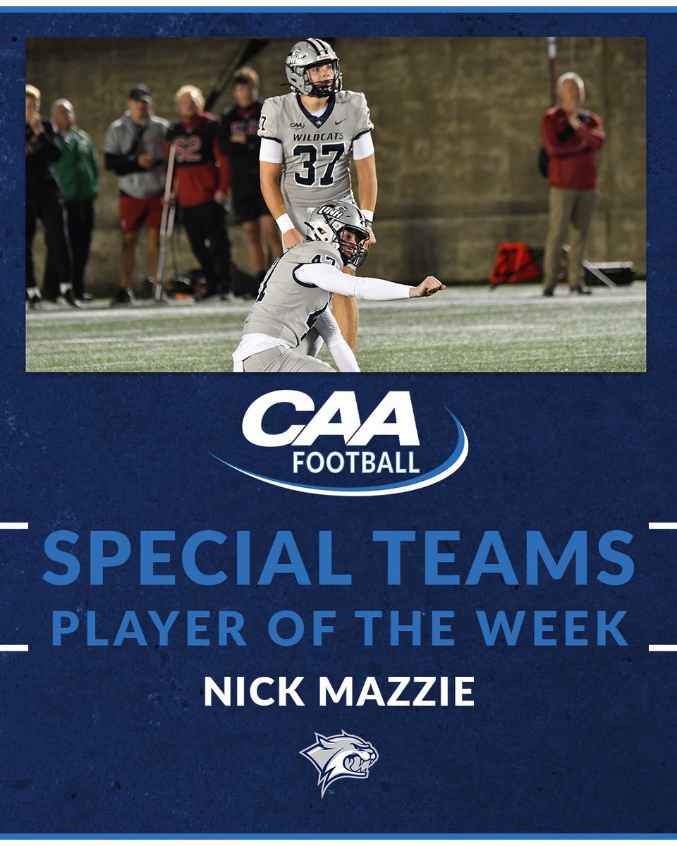 CAA Football (@caafootball) on Twitter photo 🏈 #CAAFB Special Teams of the Week
Nick Mazzie was 3-for-3 on field goals, including a career-long 52-yarder, in <a href="/UNH_Football/">New Hampshire Football</a>'s setback at Harvard
📰 tinyurl.com/murtdy7s 🏈 #CAAFB Special Teams of the Week
Nick Mazzie was 3-for-3 on field goals, including a career-long 52-yarder, in <a href="/UNH_Football/">New Hampshire Football</a>'s setback at Harvard
📰 tinyurl.com/murtdy7s