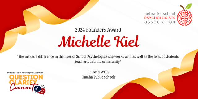 OPSPsychs's tweet photo. 🎉 Huge congrats to our amazing Michelle Kiel! School Psych @OPS_BelleRyan &amp; @OPS_LewisClark, for winning the Founders Award from the Nebraska School Psychologists Association! 🏆 Her dedication to advancing school psychology in Nebraska is truly inspiring. Thank you! #OPSProud https://t.co/FnRHlhh6ME