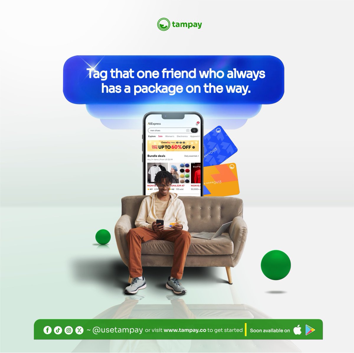 usetampay's tweet photo. Got that one friend who's always waiting for a delivery? Expose them in the comment section.
#WithTampay, you can shop and pay for your packages with ease.
Get exclusive deals and pay with our secure virtual cards.
Start shopping smart today!
#OnlineShopping #Tampay https://t.co/GFrwpwmmdD