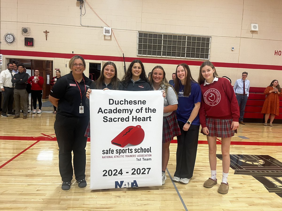 Duchesne Academy is the FIRST school in the River Cities Conference to receive the Safe Sports School First Team Certification! This is a huge honor ❤️ thank you to our amazing trainer, Catherine Lewis, for her hard work in making Duchesne a safe place for athletes ✨