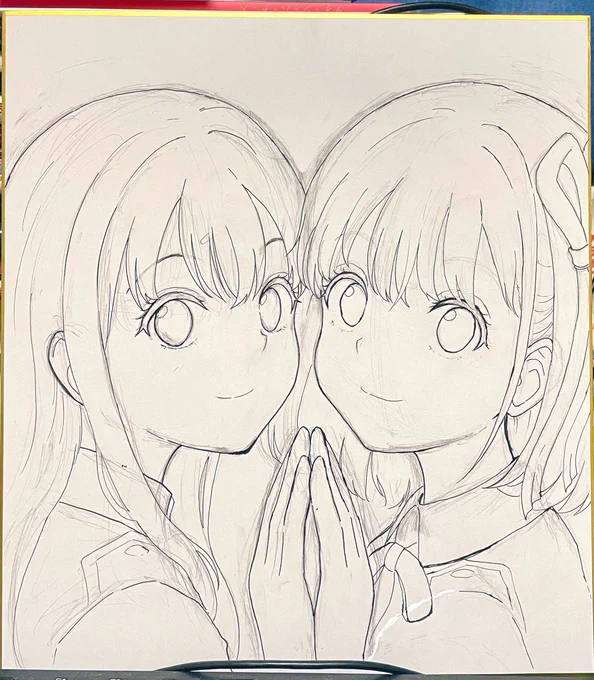 コミ1に持っていく色紙その2。ペン入れ終了。着色していきます。
#リコリコ #リコリス・リコイル 